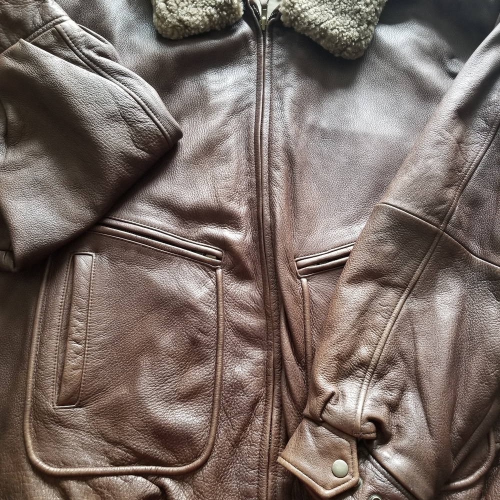 FIELD GEAR MEN'S LEATHER JACKET BROWN XLT